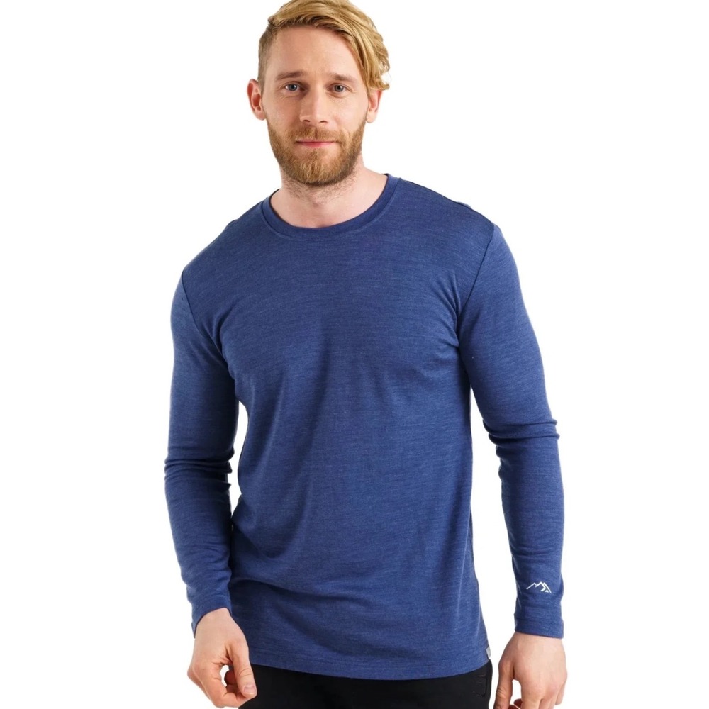 Merino.tech Men 100% Merino Wool Long Sleeve Shirt XXL Indigo Night 165 Base Lay